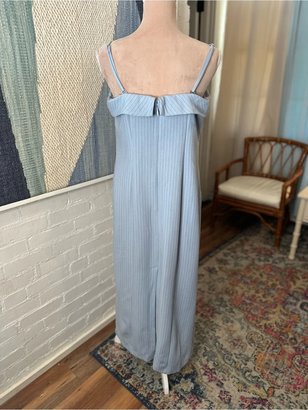 Abercrombie & Fitch Blue Pin Stripe Bodycon Midi Dress